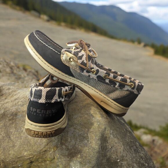 SPERRY Shoes - Sperry Women's Bluefish Leopard Cheetah Top-Sider 2-Eye Boat Shoe 7.5 STS91738